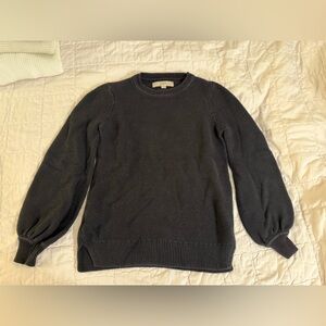 LOFT Women’s Charcoal Crewneck Sweater with Balloon Sleeves